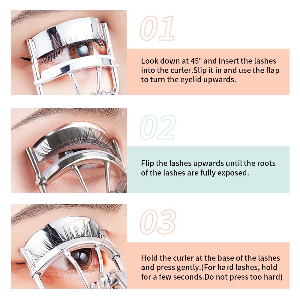 Wimpernzange mit Wimpernkamm, Professionelle Wimpernzange, Make-Up-Tool, Lash Curler, Inkl. zusätzlichem Gummi-Ersatzpad