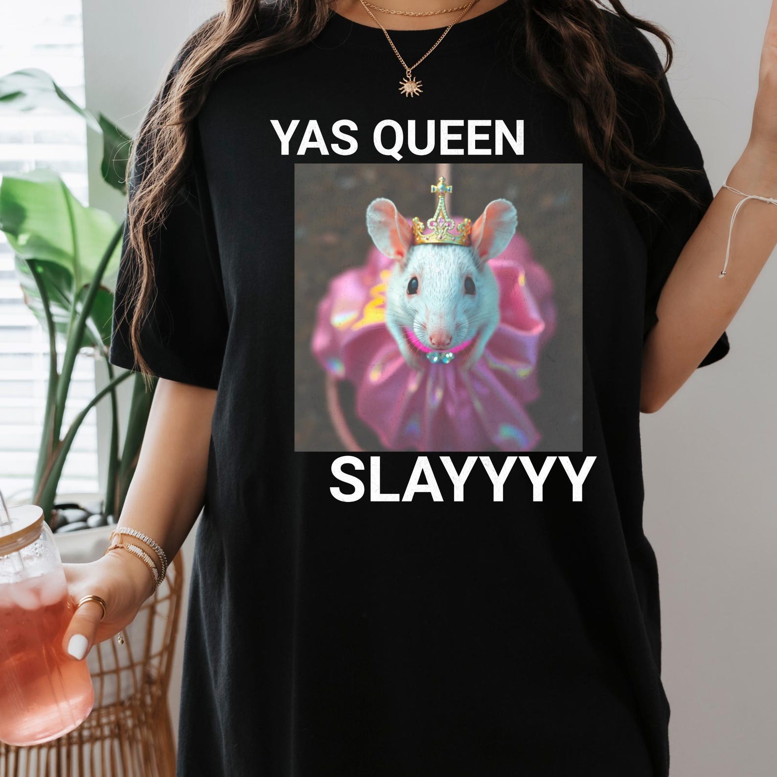 Yas Queen Rat T-Shirt: Funny Sarcastic Meme Tee M