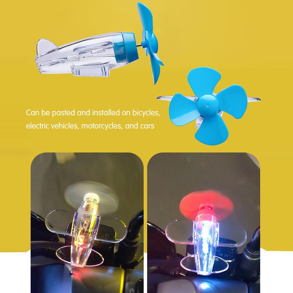 Wind Powered LED Airplane Ornament,Motorcycle & Car Electric LED Colorful Lights Rotatable Airplane Wind-Powered Airplane Decor