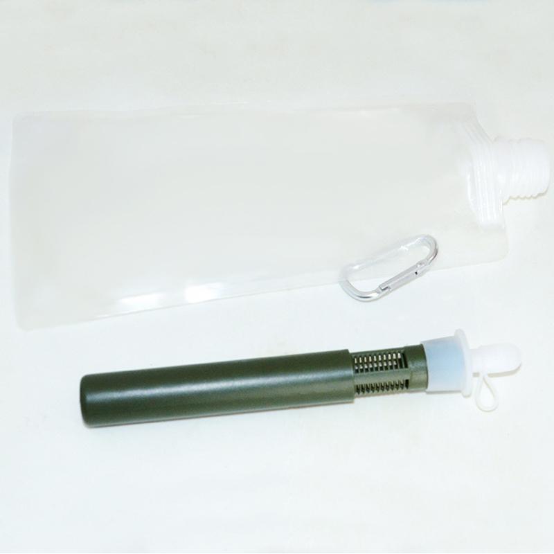 Survival Water Filter Straw Portable Purifier Bottle Outdoor Emergency Camping Bag Hiking Purification Gear