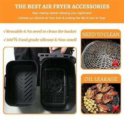 2 Piezas Revestimientos de Silicona para Freidora de Aire Antiadherentes Para Accesorios de Cesta de Freidora de Aire Ninja DZ201/DZ401 Revestimientos Reutilizables para Freidora de Aire