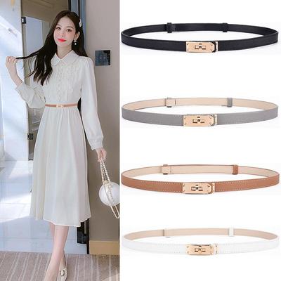 Women's Retro Gold Buckle Thin Belt for Skirt, Coat, Sweater, or Suit - Versatile Waist Accessory