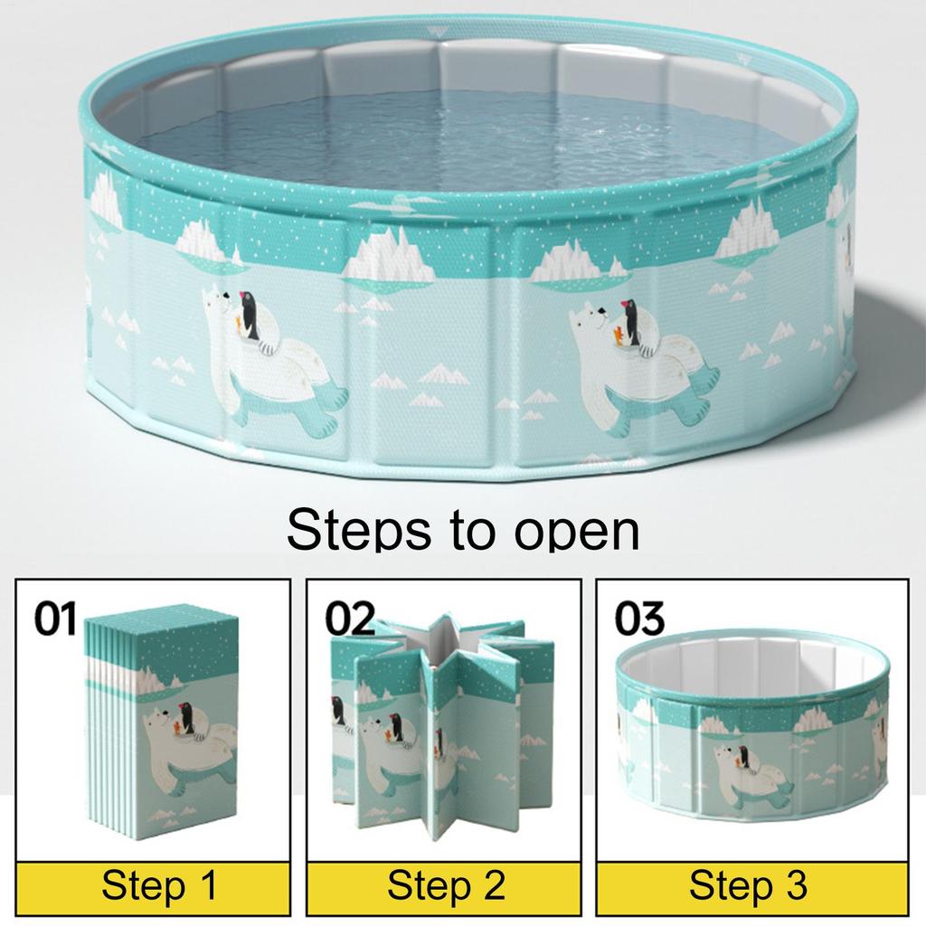 Cute Polar Bear Penguin Inflatable Swimming Pool Thickened PVC Wading Pool Large Size Foldable Family Outdoor Water Pool