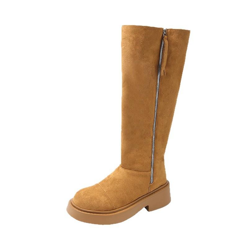 [Fanfna] Retro long snow boots women's 2025 autumn new velvet thickened warm fashionable versatile boots