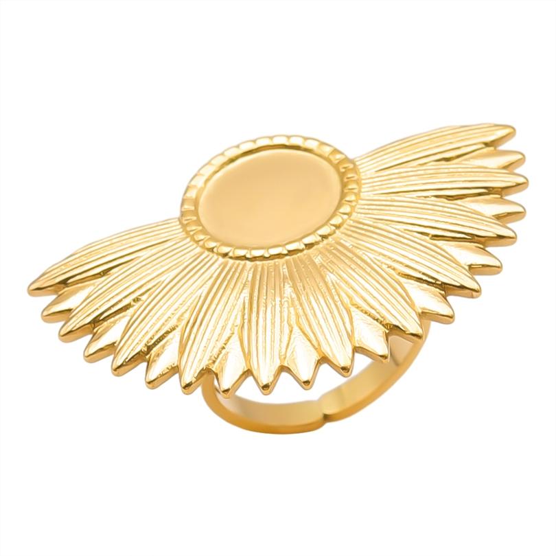 Neuer Offener Verstellbarer Ring Blatt Schlange Herz Echt Vergoldeter Edelstahl Ringe Für Frauen Männer Zubehör Mehrschichtiger Schmuck