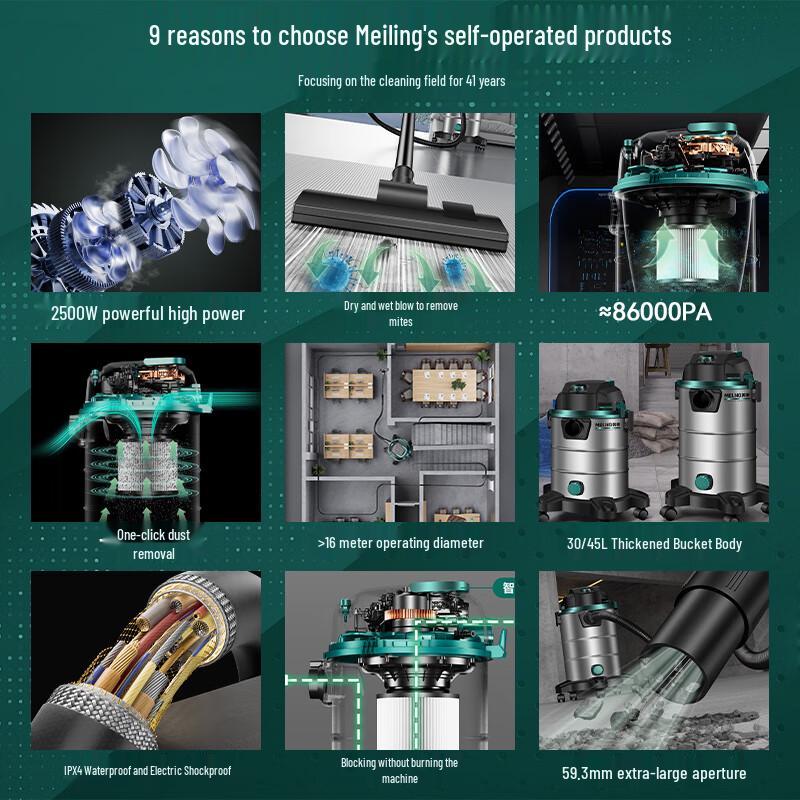 Meiling 3500W Peak Power Wet/Dry/Blow Barrel Vacuum Cleaner