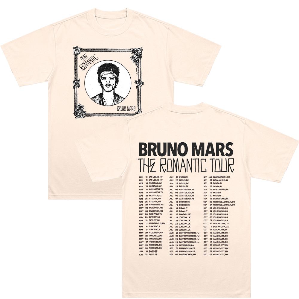 La Camiseta Romántica del Tour Bruno Mars Nueva Fecha Tour 2026 Camisetas Estética Y2K Moda Streetwear Unisex 100% Algodón Tops Cómodos Camiseta de Anime