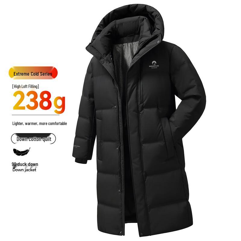 Xuezhongfei Men s Warm Hooded Long Down Jacket L (175/92A)