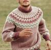 Women's European & American Color Block Round Neck Knit Sweater - Loose, Fashionable Pullover.