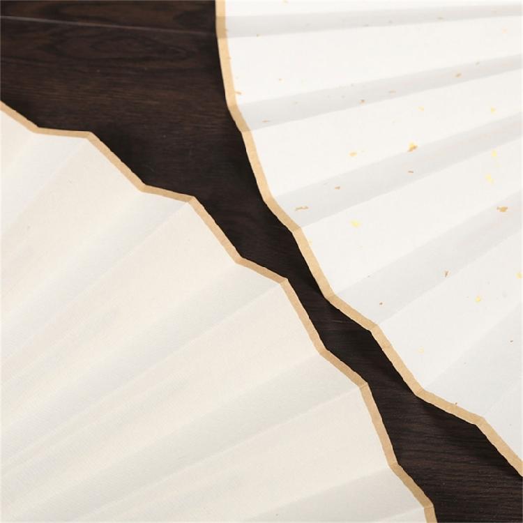 Blank Rice Paper Sprinkle Wood Handle Elegant Hand Folding Stage Fan