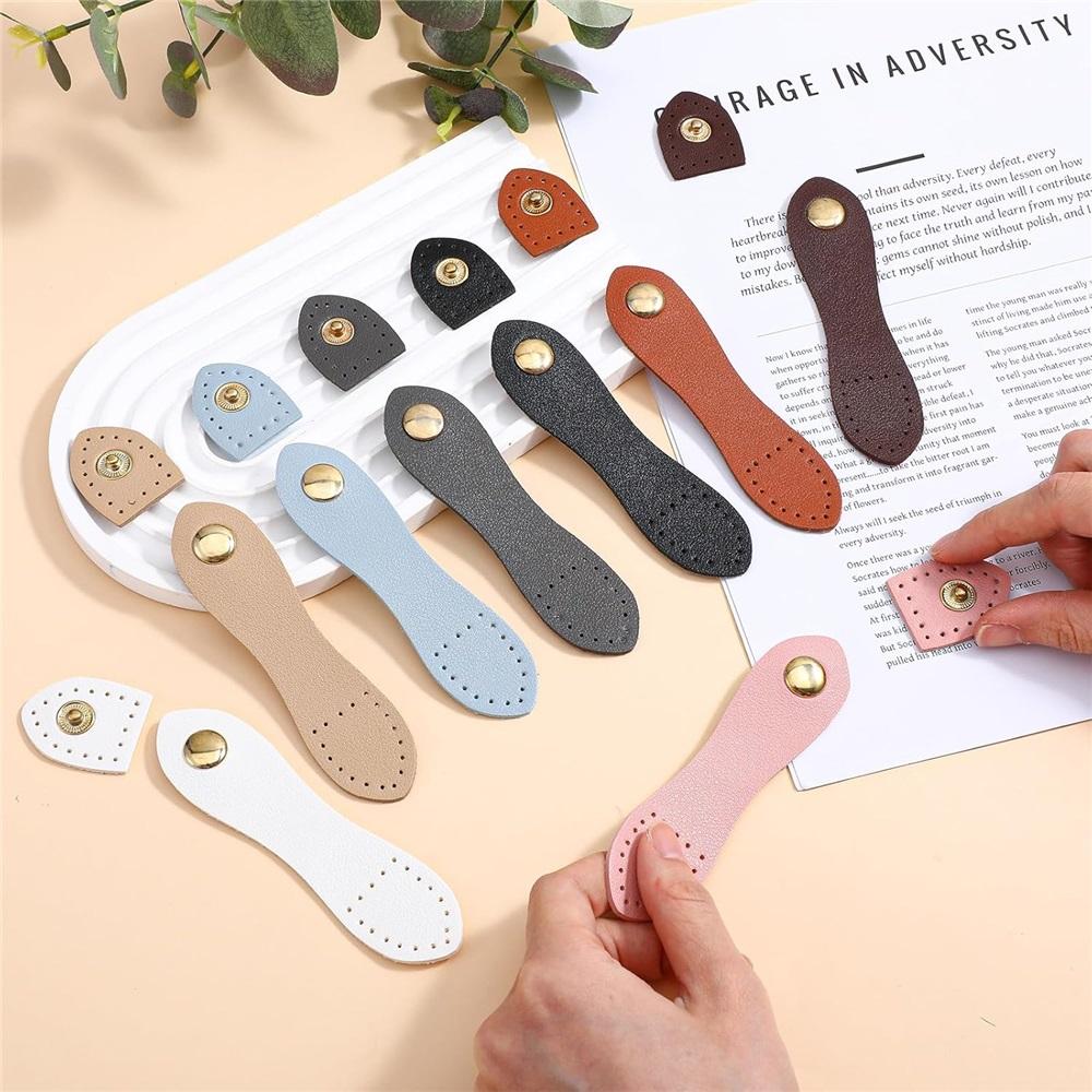 8 Sätze Leder-Druckknopfringe Druckknopfknöpfe PU-genähte Leder-Druckknopfringe Geeignet für Handtaschen, Geldbörsen, Taschen, DIY usw.