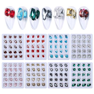 20 Stück gemischte Form, luxuriöse Nagel-Strasssteine, glitzernde Kristallglas-Edelsteine, Nagelkunst-Dekoration