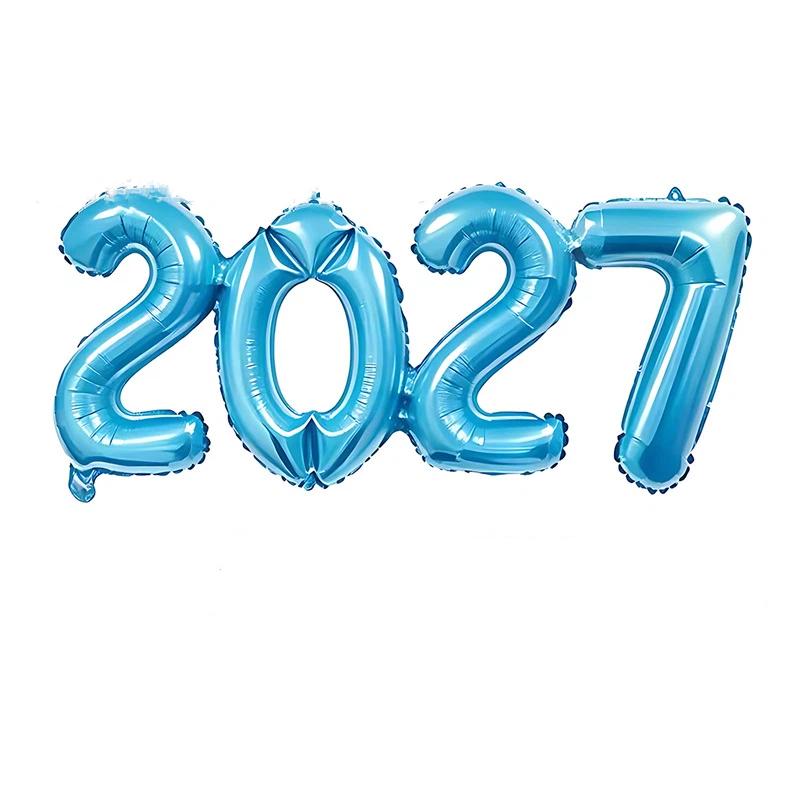 2027 Conjoined Foil Balloons Multicolor Number Design for New Year Party Graduation Ceremony Decoration