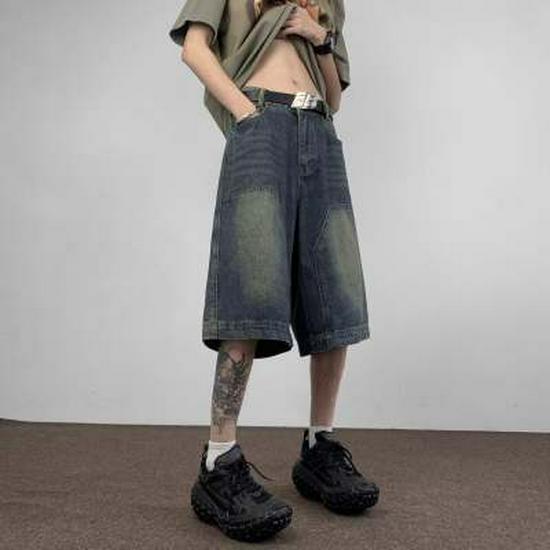 Unisex Distressed Wide-Leg Jeans, Summer Shorts, Versatile Harem Pants, Trendy Loose-Fit Shorts