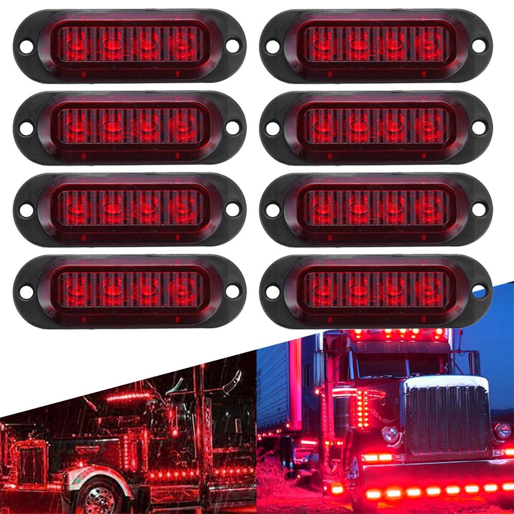 Red LED Side Marker Clearance Lights 8Pcs for Trailer Truck RV