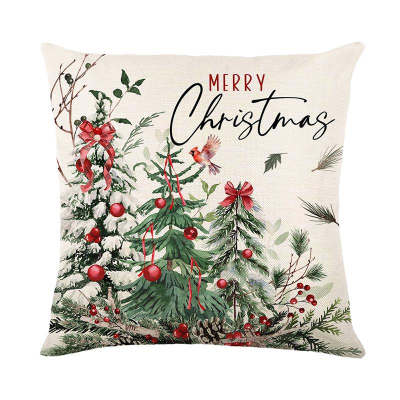 

Праздничное Рождественское Украшение Дома Атмосфера Дивана Мультяшная Цифровая Печать Наволочка Лен Подушка Гостиная Наволочка Consult customer service
