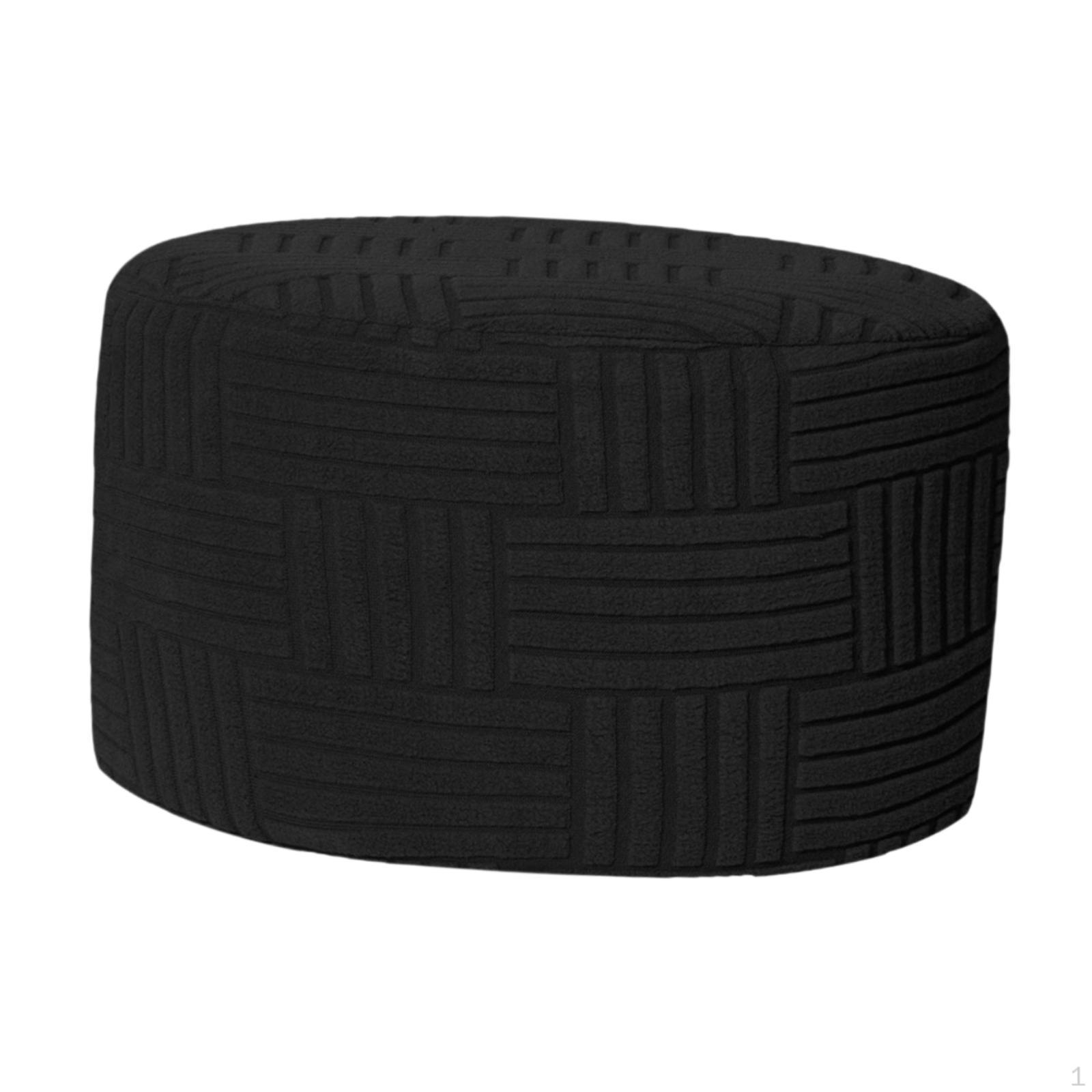 

Чехол для пуфика, Круглый эластичный чехол-накидка для пуфика для спальни, гостиной чёрный