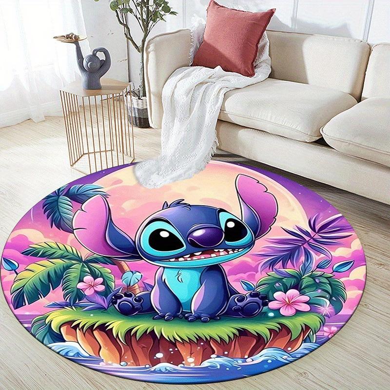 1pc Stitch Round Area Rug,Non Slip,Machine Washable Polyester Carpet for Living Room,Bedroom Decor