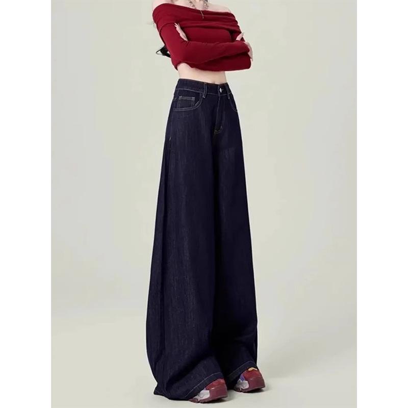 Dámské retro džíny plus size s vysokým pasem a širokými nohavicemi - Podzimní kolekce