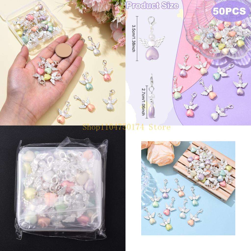 Angel Pearls Beads Pendant Keychain,Angel Fairys Dangle Charm with Swivels Clasps Hook for Bag Pouches Purse Key top sale