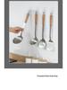 Stainless Steel Kitchen Utensil Set: Spatula, Frying Shovel, Soup Ladle & Slotted Spoon with Anti-Scald Wooden Handles.