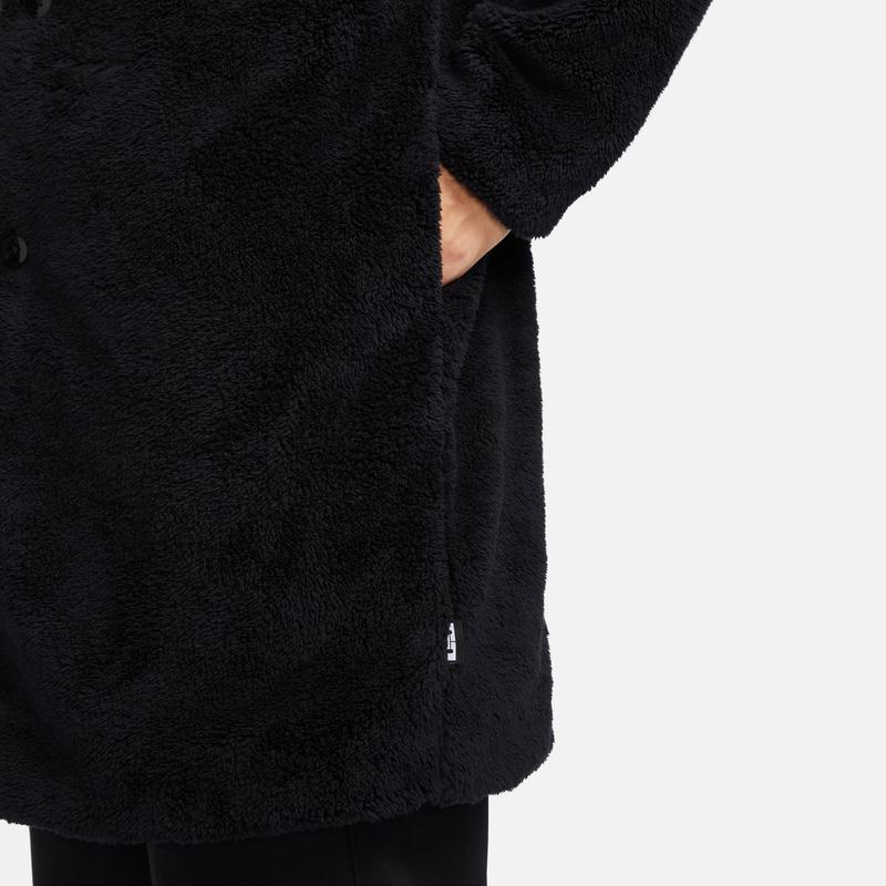 Nike Solid Color James Coral Fleece Spliced Single-Breasted Casual Jacket Men Jacket Black FB7120-010