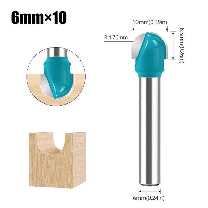 1 st 6 mm Skaft Fräsbitsats Hårdmetall Fräsfräs Verktyg Långt Blad Rundad Spetskärna Solid Hårdmetall CNC Radie Kärnfräs