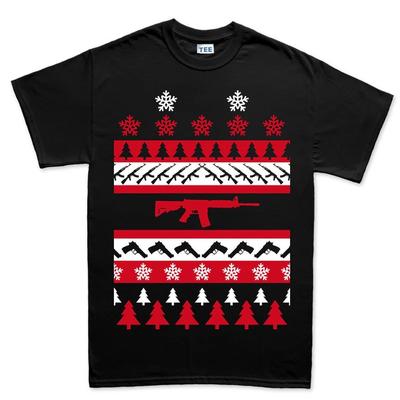 Black Cotton TShirt Christmas Winter Ugly Sweater Style Unisexs Fitness Muscle Holiday Casual