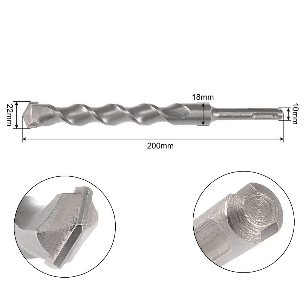 Uxcell Wiertło do muru Murarski SDS Plus 22mm x 200mm Wiertło, Młot, Chwyt,