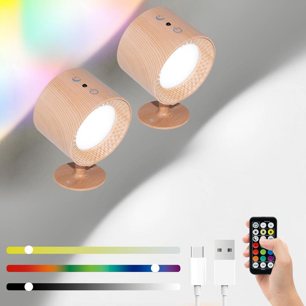 2024 Innovative USB Rechargeable Magnetic Wall Lamp with Remote Control - Three-Color Dimmable Night Light