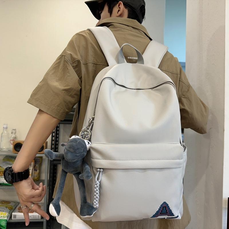 Student School Bag Women's Large Capacity Backpack Solid Color Men's Backpack