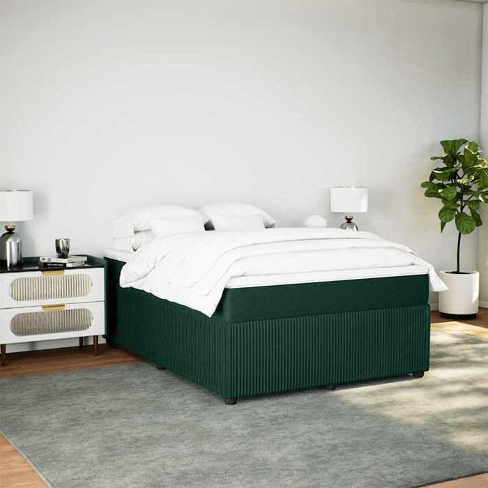 Maison Exclusive - Sommier à lattes de lit et matelas Vert foncé 140x200cm Velours