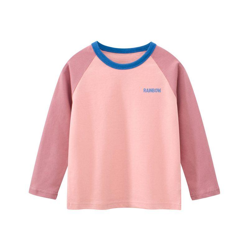 27home Children's Clothing Spring and Autumn Girls' Letter Bottoming Shirt Children's Long sleeves Shirt Top Baby Girls' Pure Cotton Clothes