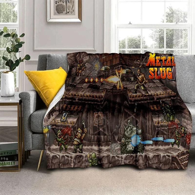 Retro Game Metal Slug Gamer Cartoon Blanket,Soft Throw Blanket for Home Bedroom Bed Sofa Picnic Travel Office Cover Blanket Kids