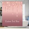 Pink Sparkly Shower Curtain Decor Custom Text White Bath Mat Set