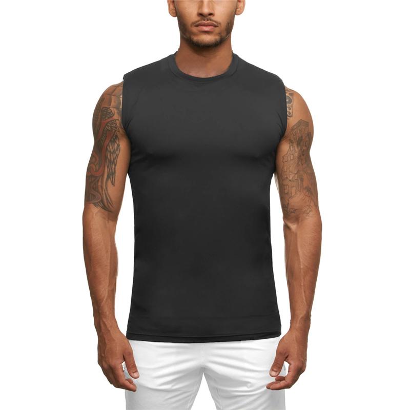 Muscleguys New Compression Gym Training Tank Tops Men's Sports T-shirt Summer Breathable Fitness Running Vest Quick Drying Sleeveless Tops