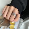 Adjustable Dazzling Silver Ring For Women Featuring Twisted Braids And Glam Rhinestone