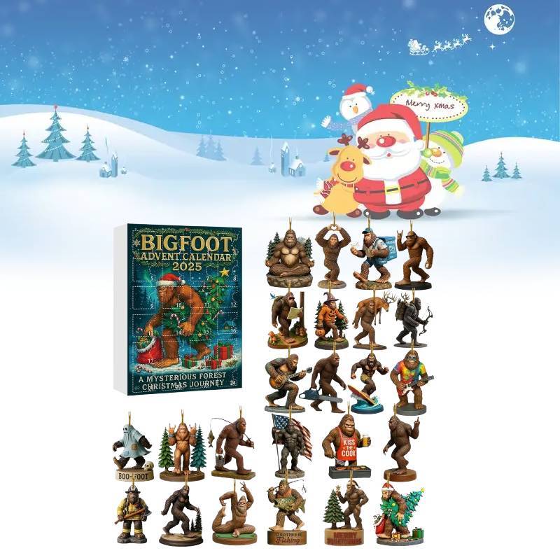 Kerst Adventskalender Met Bigfoot Monster Acryl Feestdecoratie Voor Party Cadeaus
