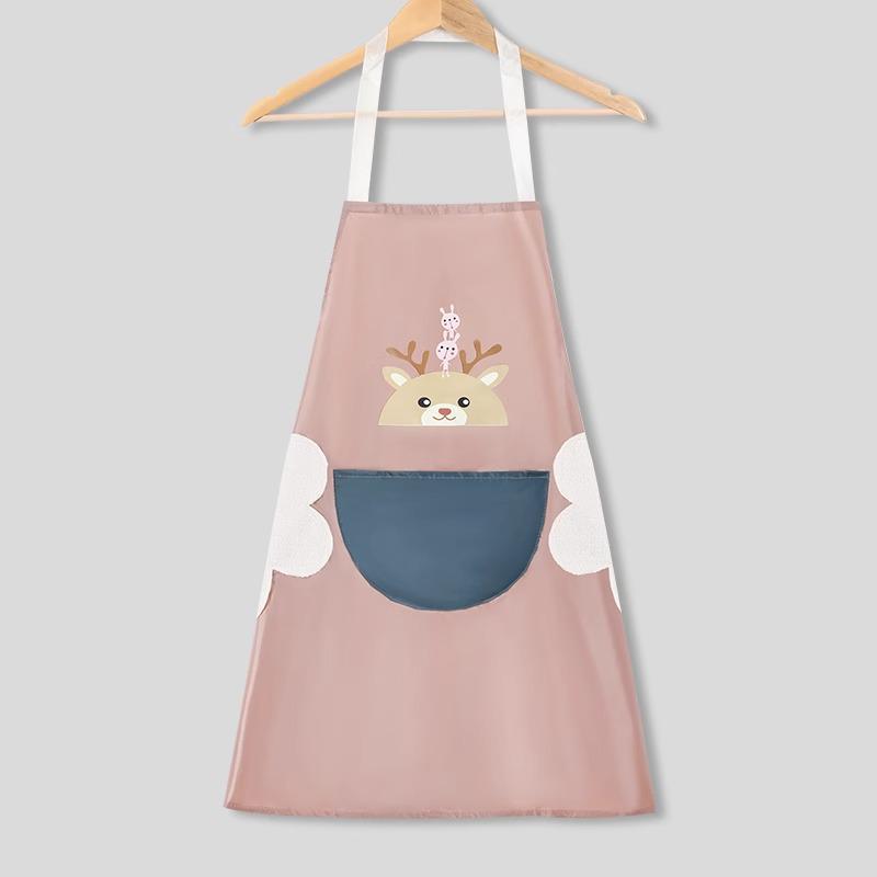 Waterproof Oil-Proof Cute Kitchen Apron with Wipeable Long Sleeves for Men and Women