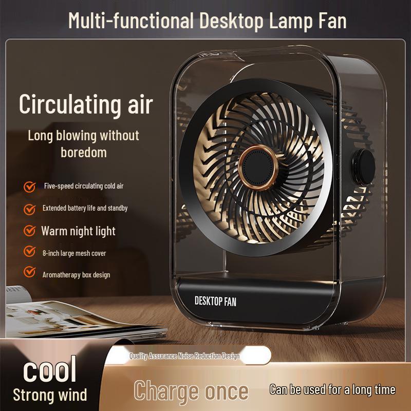

Portable High-Speed Turbo Desktop Fan: Rechargeable and Powerful for Office Use 19x10x26.6 cm чорний