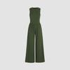 European and American Spring and Autumn Solid Vest High Waist Slim Fit Jumpsuit Round Neck Wide Leg Straight Trousers Women Clothes