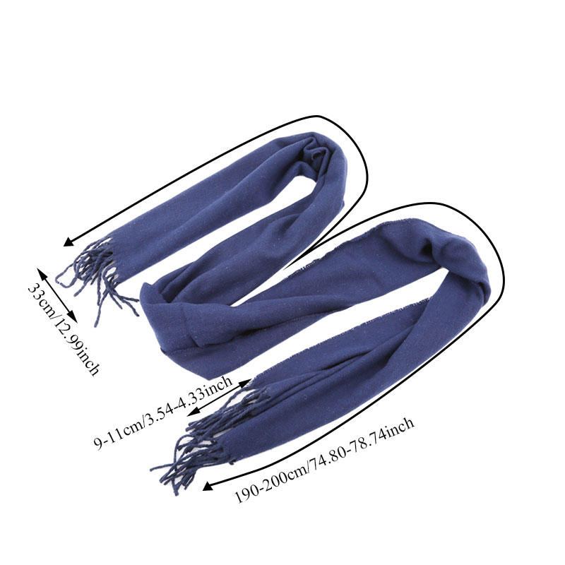 Women Elegant Windproof Shawl Winter Lengthened Thickened Imitation Cashmere Solid Color Scarf