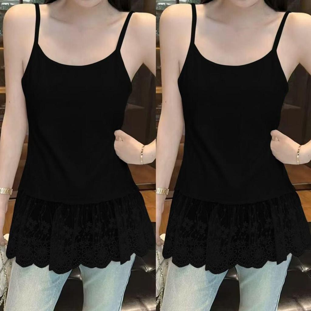 95% Cotton Lace Trim Camisole Vest - Women's Spring/Summer 2026 New Arrival, Plus Size, Slim Fit, Layering Inner Top