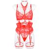 High-end quality explosive sexy underwear eyelash lace glue bone garter belt 8-color body sculpting five-piece set