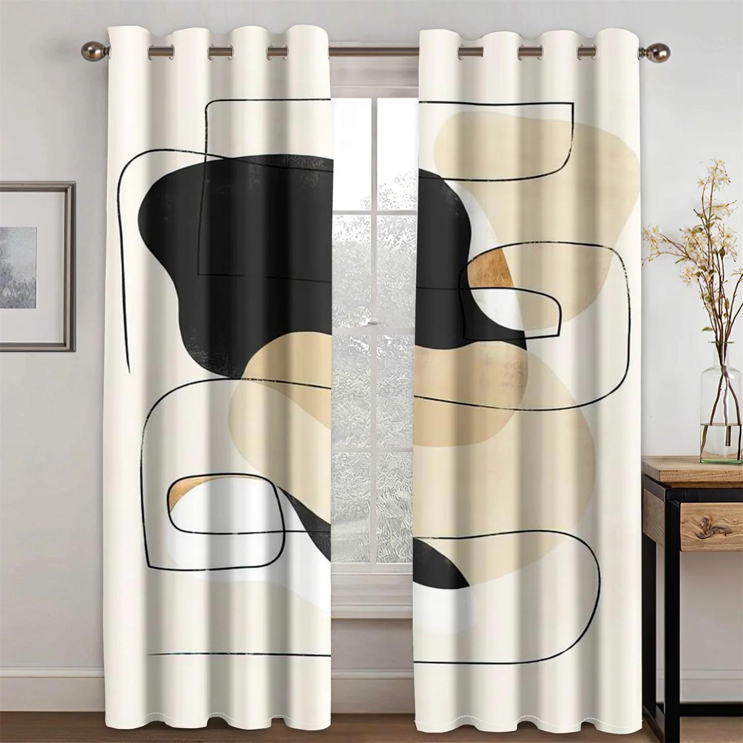 

Абстрактное геометрическое искусство, современное богемное эстетическое элегантное портьерное покрывало, занавески для гостиной, спальни, кухни, 2 предмета, декор 100W160H(CM)40x63in&Grommet Top