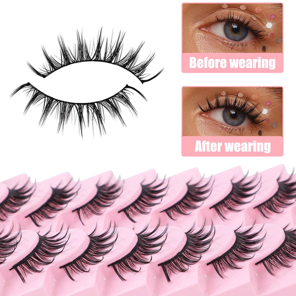 10 Packs Of Thick Curled False Eyelashes Simulation Natural Daily Makeup Eyelashes