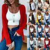 Women's Autumn Button Solid Color Long Sleeve Cardigan Women's Knit Sweater