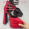 Fashion High Heel Pumps 2025 Fashion Point Toe Platform Women's Shoes Straps Sexy Pump Latest Buckle Casual Pumps Female Chunky Shoes