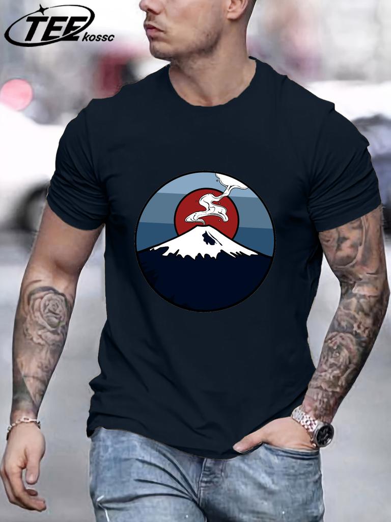 Fuji Volcano Japan Mount Fuji Men Retro TShirts Cotton AllMatch T Shirt Trendy Street Short Sleeve Unisex ONeck Soft Clothes