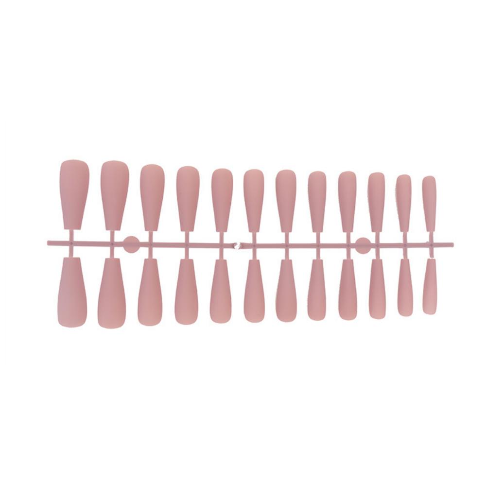 24pcs/set DIY Quick Nails Lengthened Ballet Matte T-shaped False Nails Multi-color Strips Finished Wear Manicure